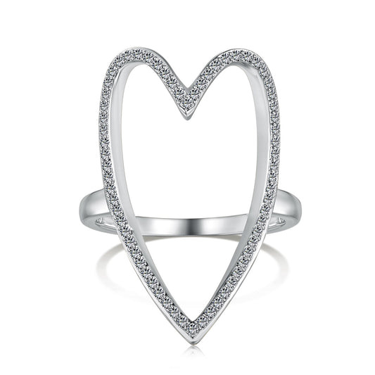 "Heartfelt Radiance: Silver Ring with Zirconia Embellishments" 