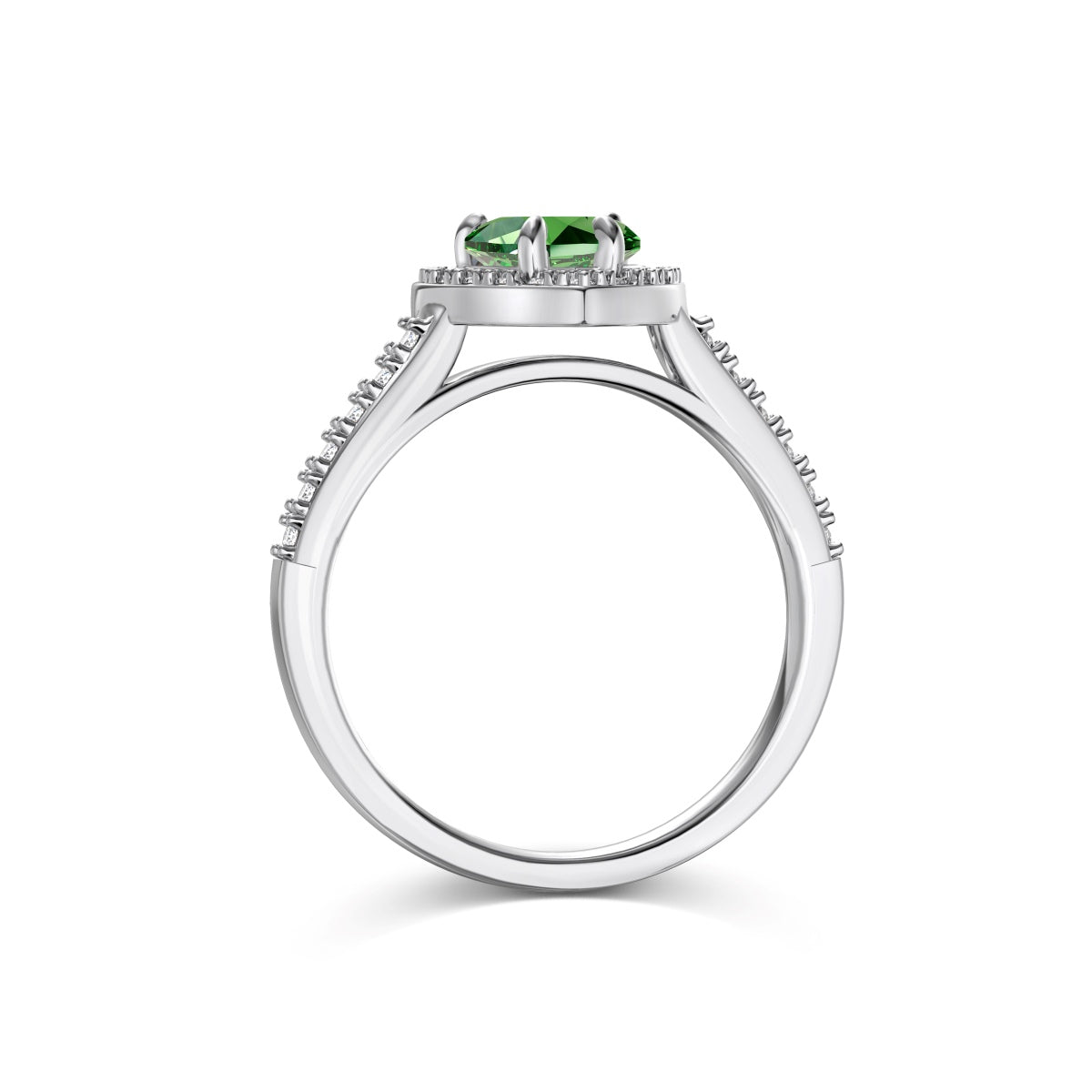 Green Zircon Stone Heart-Shaped Silver Ring