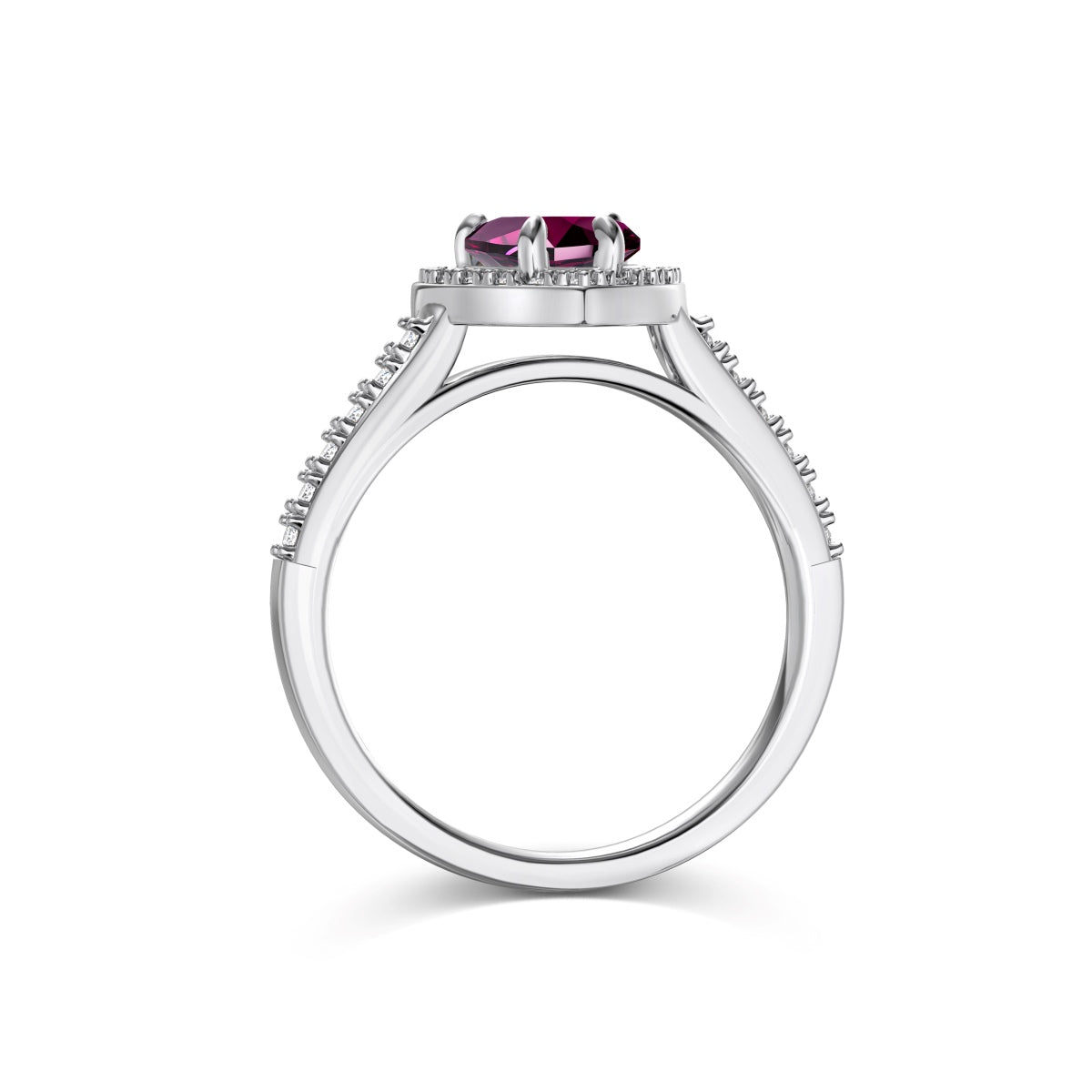 Heart Puple Zirconia Silver Ring