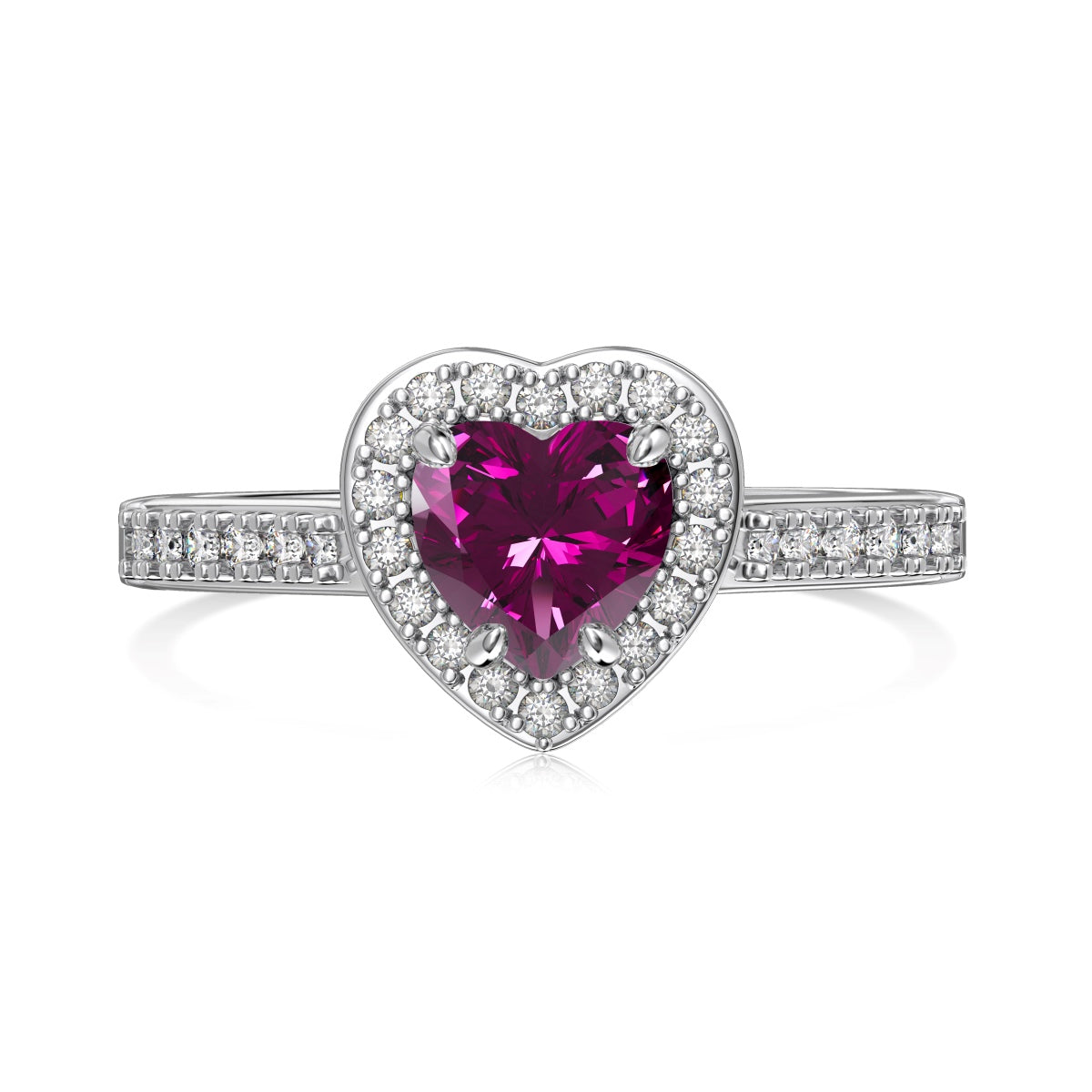 Heart Puple Zirconia Silver Ring