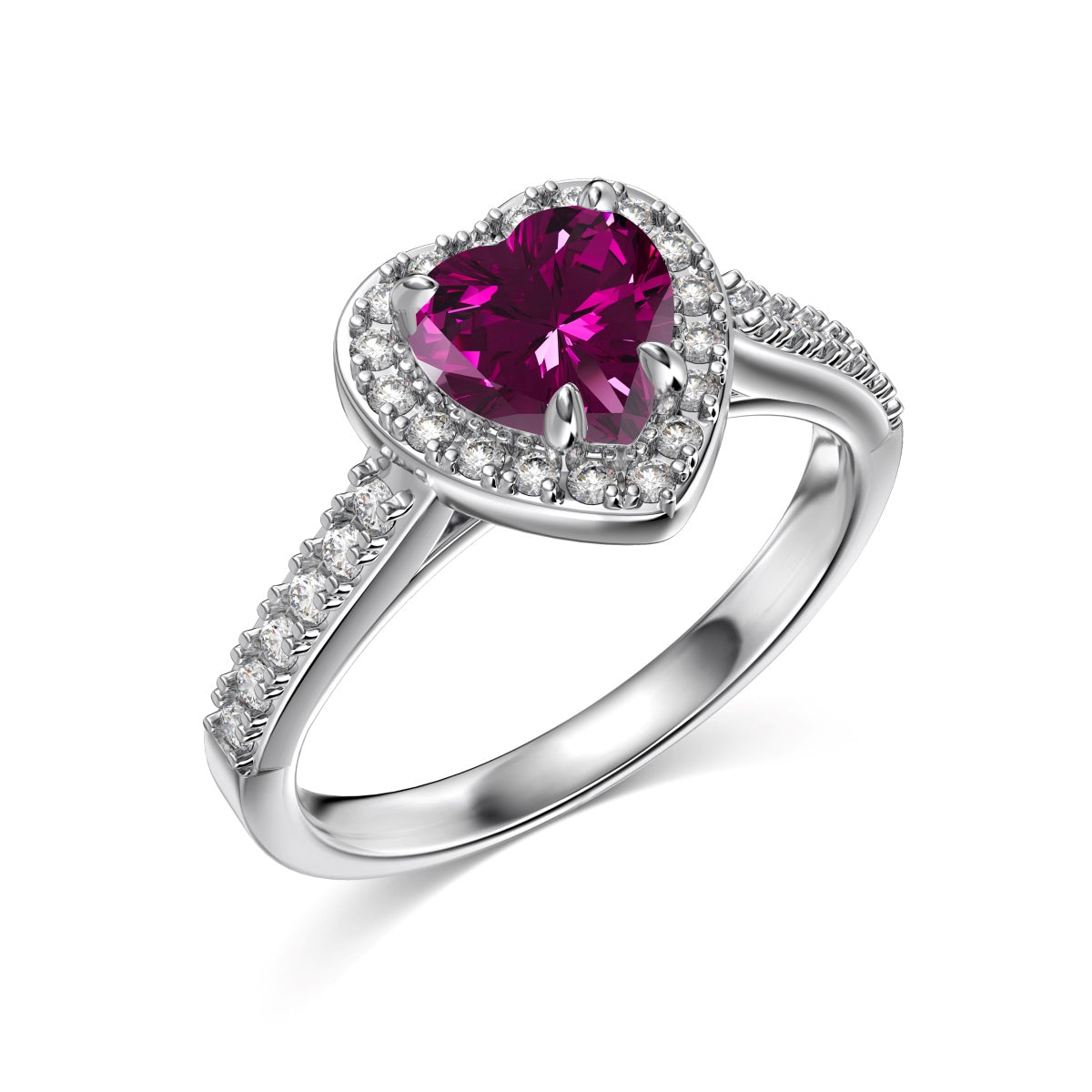 Heart Puple Zirconia Silver Ring