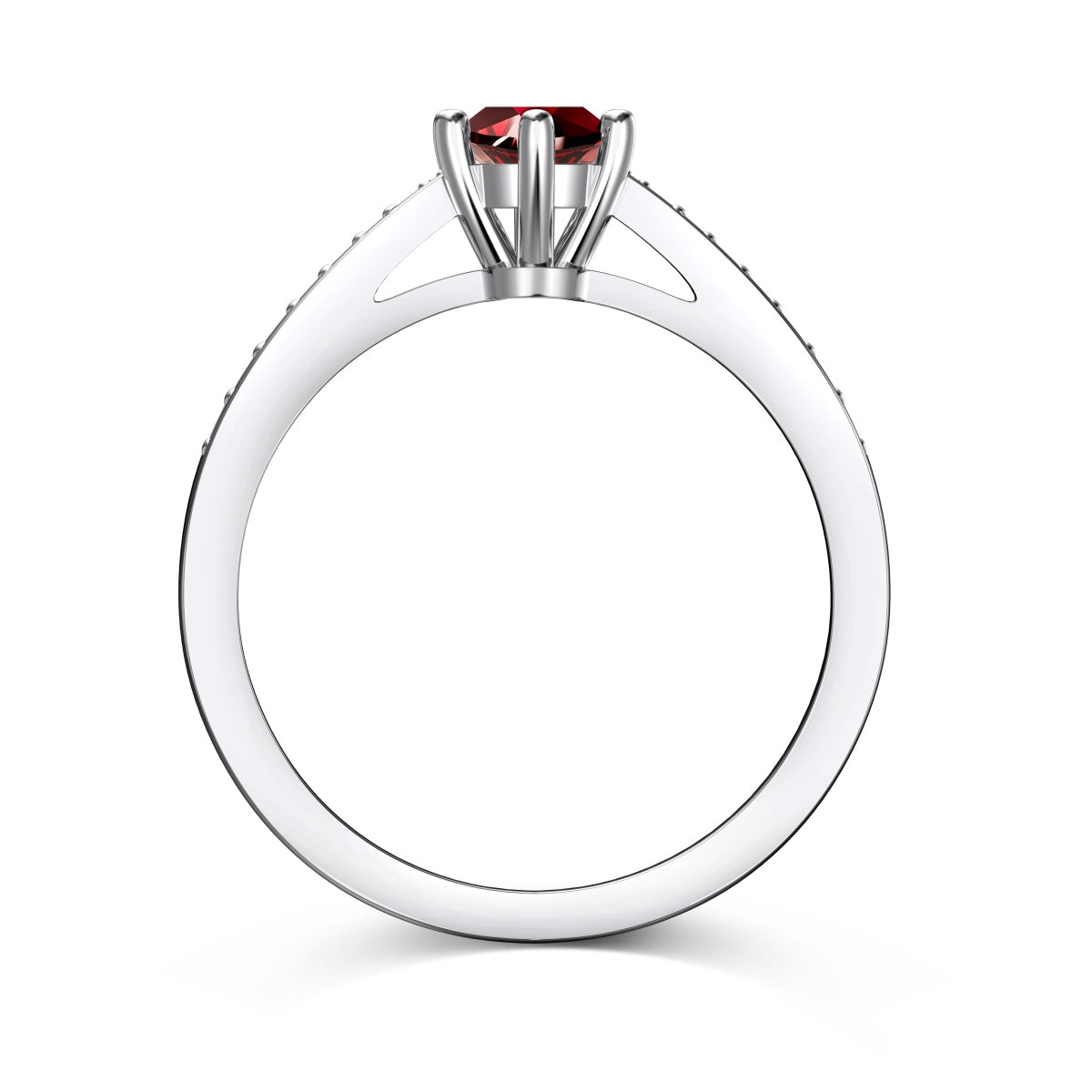 Garnet Silver Ring - January Birthstone