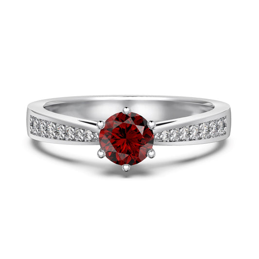 Garnet Silver Ring - January Birthstone