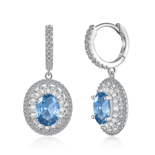 "Crystal Clear Blue: Zirconia Earrings in Sterling Silver"