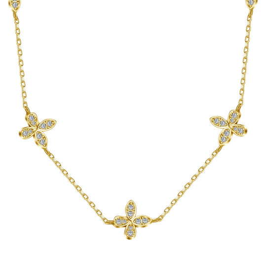 "The Gilded Luck: Gold-Plated Clover on a Sterling Silver Necklace Chain" 