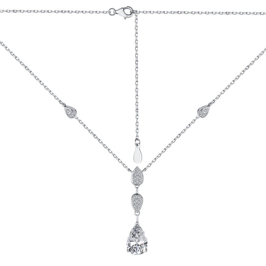 "Silver Necklace with Zirconia Drops"