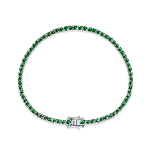 Silver Bracelet with Green Zirconia Stone