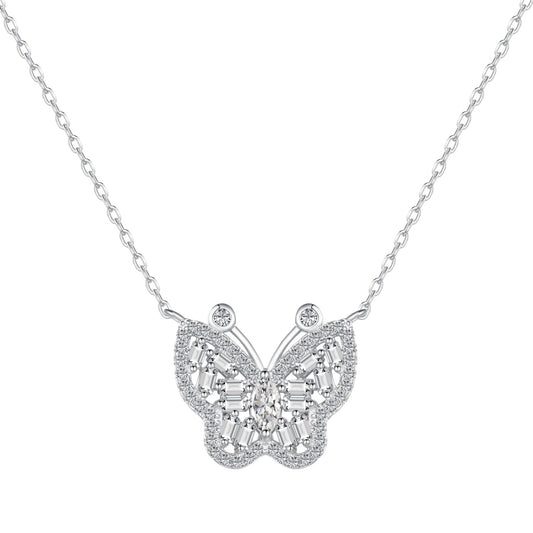 "Fluttering Elegance: 925 Silver Butterfly Necklace"