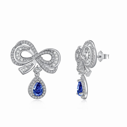 "Oceanic Allure: Sparkling Blue Zirconia Earrings"