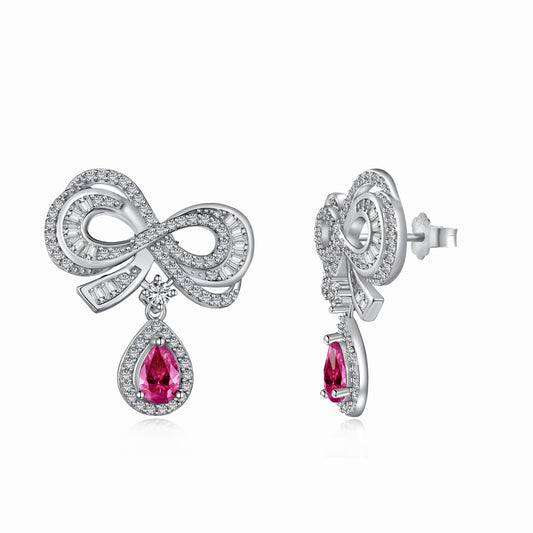 "Purple Hues: Sterling Silver Earrings Adorned with Dazzling Zirconia"