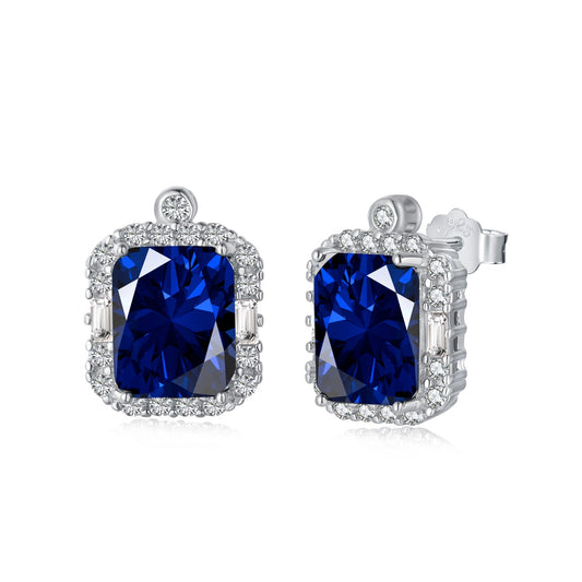 "Sapphire Serenity: Silver Earrings in Blue"