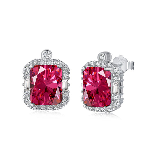 "Rose Radiance: Sterling Silver Earrings with Rosy Zirconia"