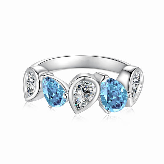 "Sky Serenade: Silver Druzy Ring with Blue Sparkle"