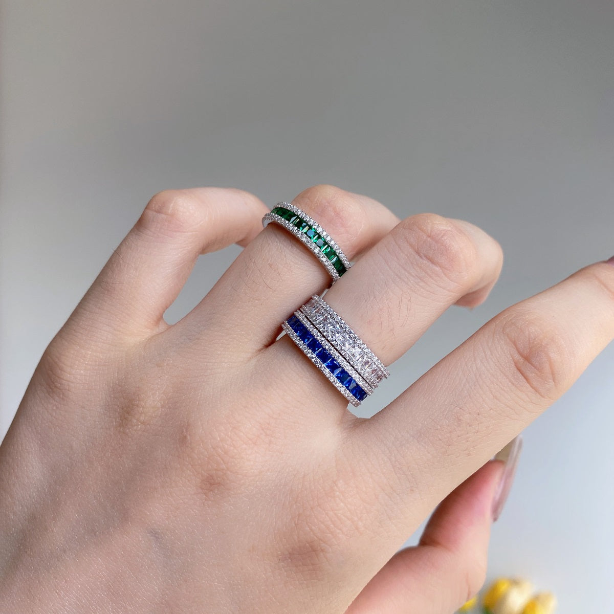 Baguette-Cut Silver Band Ring