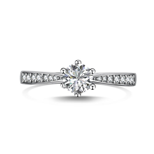 Diamond cut zirconia Silver Ring - April Birthstone