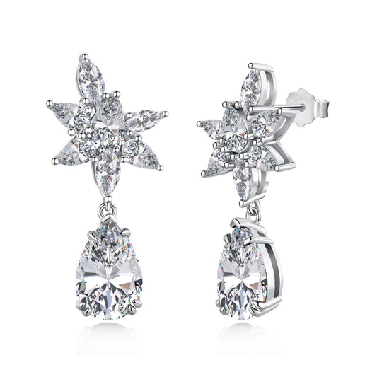 "Enchanting Cascade: Sterling Silver Zirconia Drop Charms"