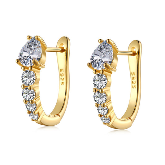 "Golden Elegance: Silver Earrings Adorned with Zirconia Sparkle"