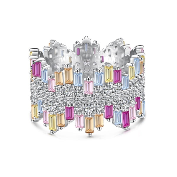 "Radiant Silver Cocktail Ring with Zirconia: A Fusion of Elegance and Sparkle"