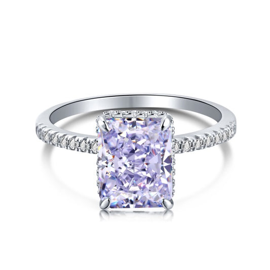 "Purple Majesty: Sterling Sparkle Elegance with Zirconia Silver Ring"