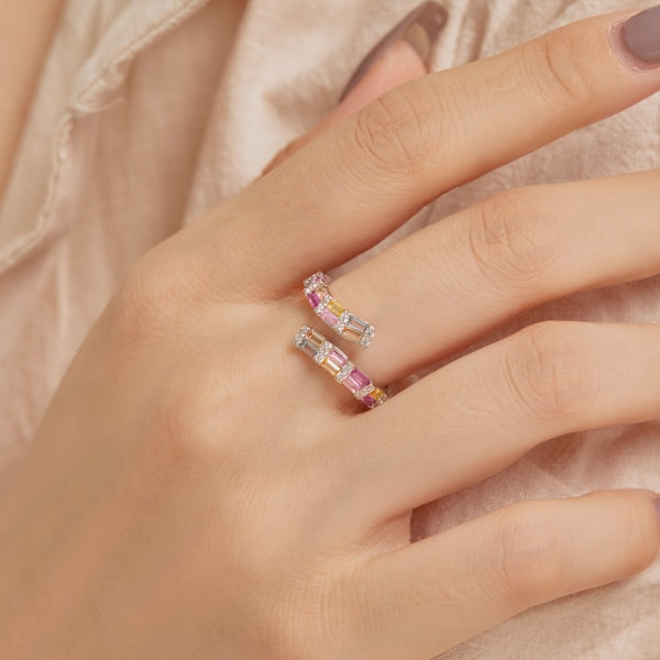 Radiant Silver Cocktail Ring with Zirconia