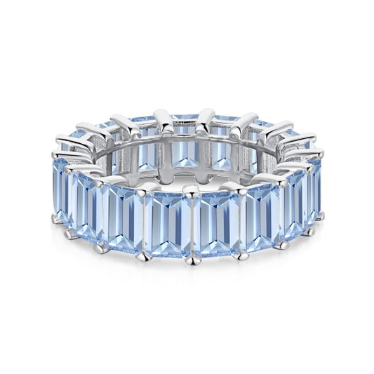 "Serenade of Sky: Complete Blue Topaz color Zirconia Silver Ring"